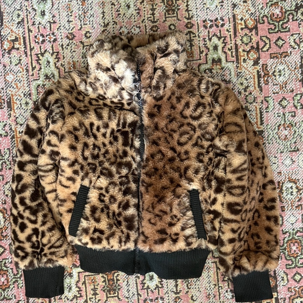 Leopard Print Faux Fur Jacket